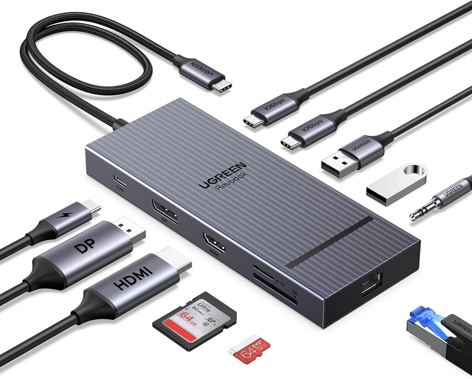 Revodok Pro Docking Station 4K Dual Display 100W PD 10Gbps