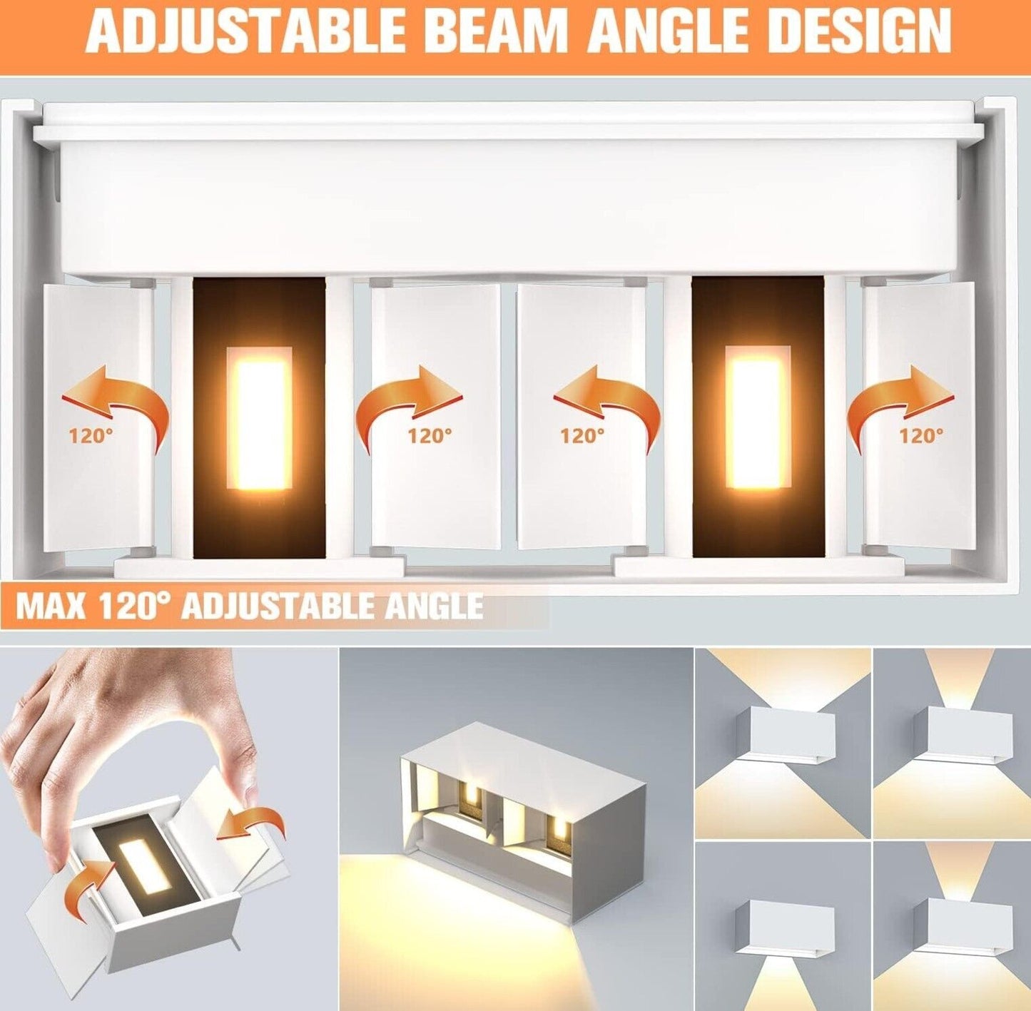 2 Stücke Wandleuchte Innen Warmweiß, LED Wandlampe Außen 24W 3000K IP65 Wasserdi