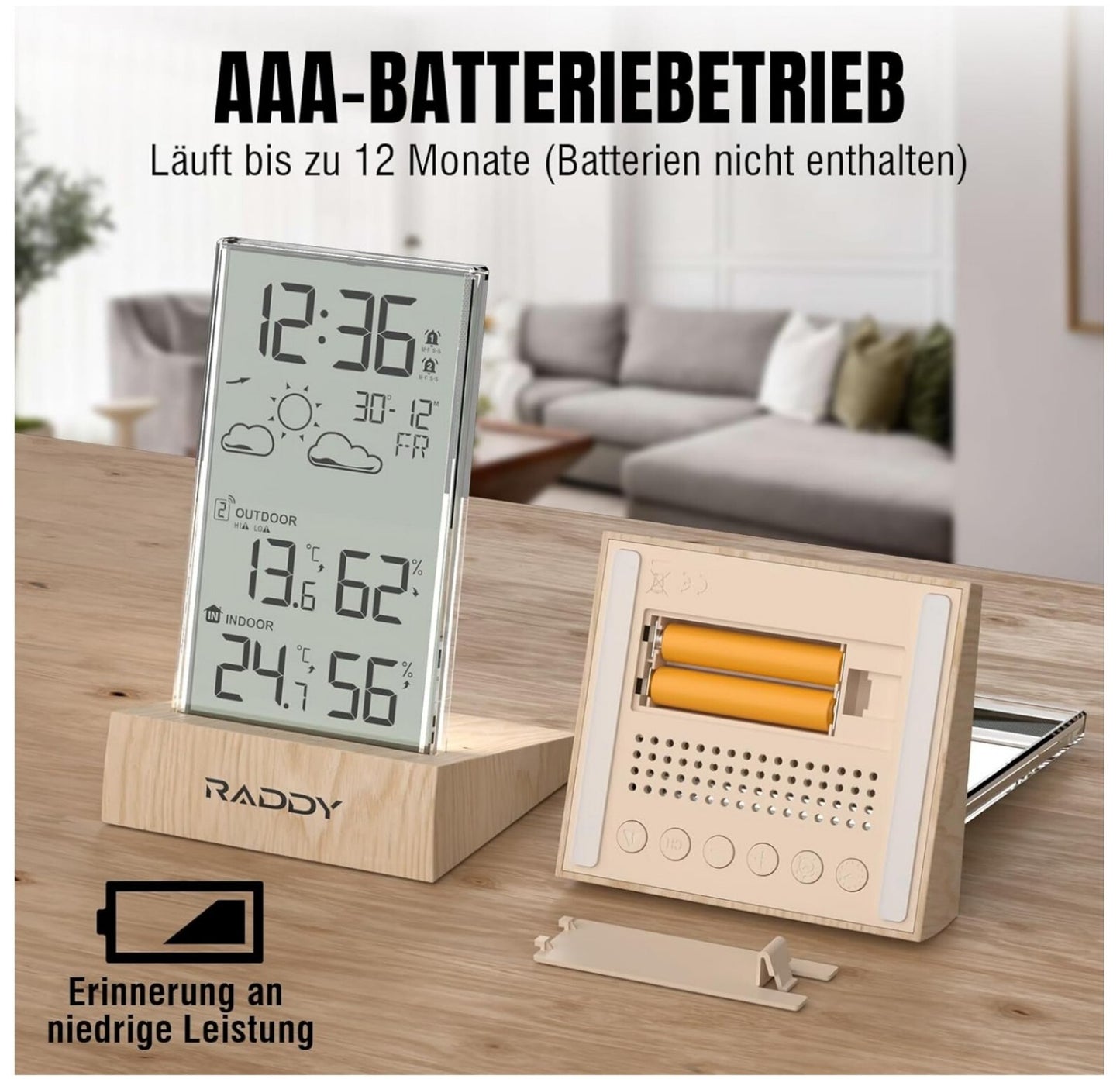 Funk-Wetterstation mit Außensensor 5.5” LCD Wettervorhersage