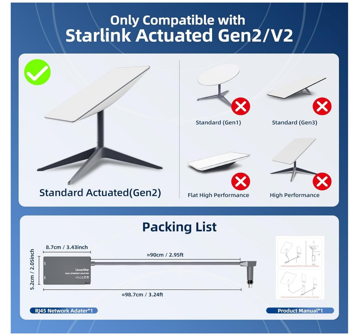 Starlink Gen 2 Ethernet Adapter 2 Ports 1Gbit/s für V2 Satellit