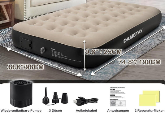 98 x 190 cm Luftbett 1 Person, Kein Stecker benötigt, Dametay Selbstaufblasend