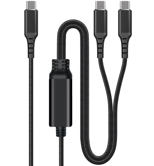 USB-C 2-in-1 Kabel 100W PD 480Mbps Nylon 1m Schwarz
