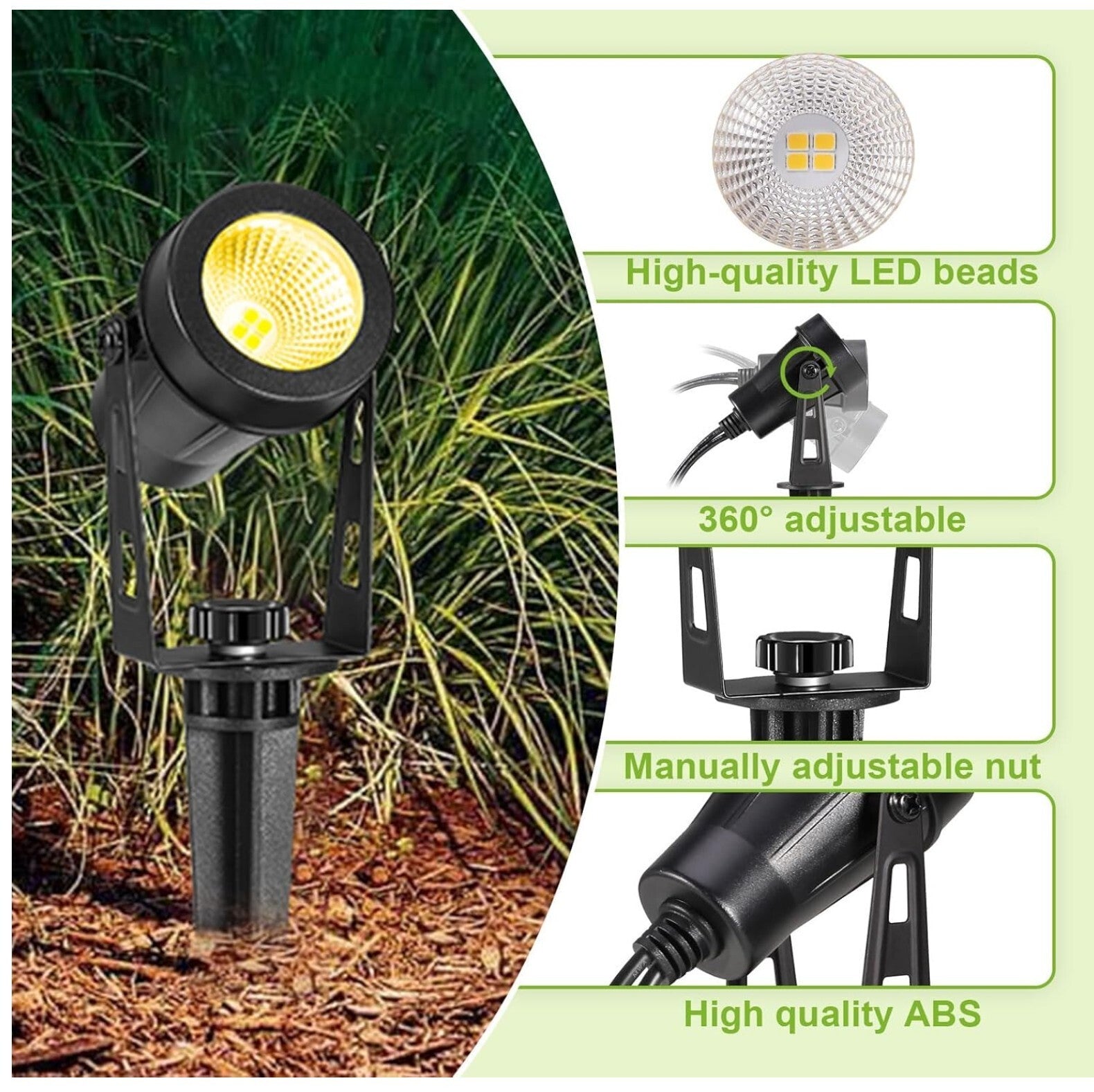 Set LED Gartenstrahler IP65 Warmweiß 21m Kabel Erdspieß 18W
