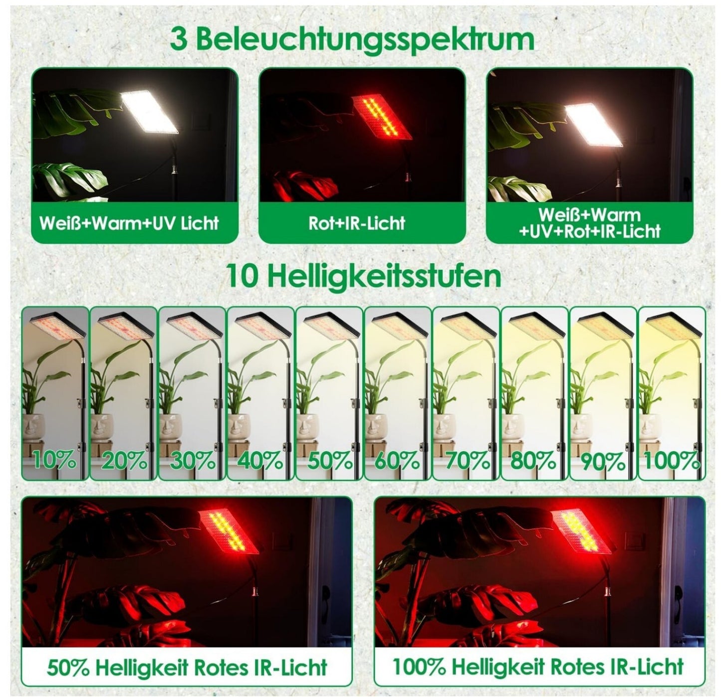 LED Grow Lampe 3700 Lumen Vollspektrum 226 Chips Fernbedienung Timer