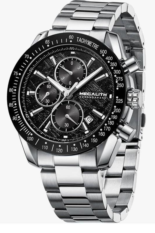 Herren Uhr Chronograph Armbanduhr: Analog Quarzuhr Herren - Silber Wasserdicht M