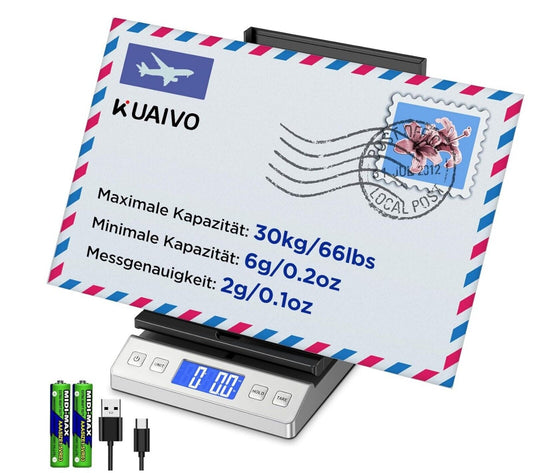 Briefwaage, 30kg/2g Digitale Paketwaage mit Hold Funktion