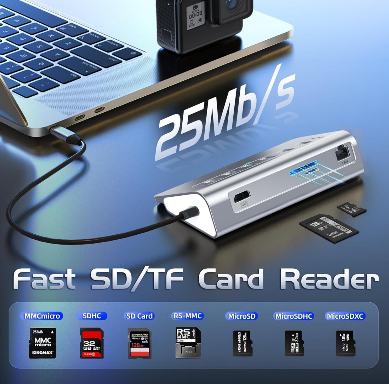 10-in-1 USB-C Hub 4K@60Hz HDMI 100W PD Ethernet SD/TF Schwarz