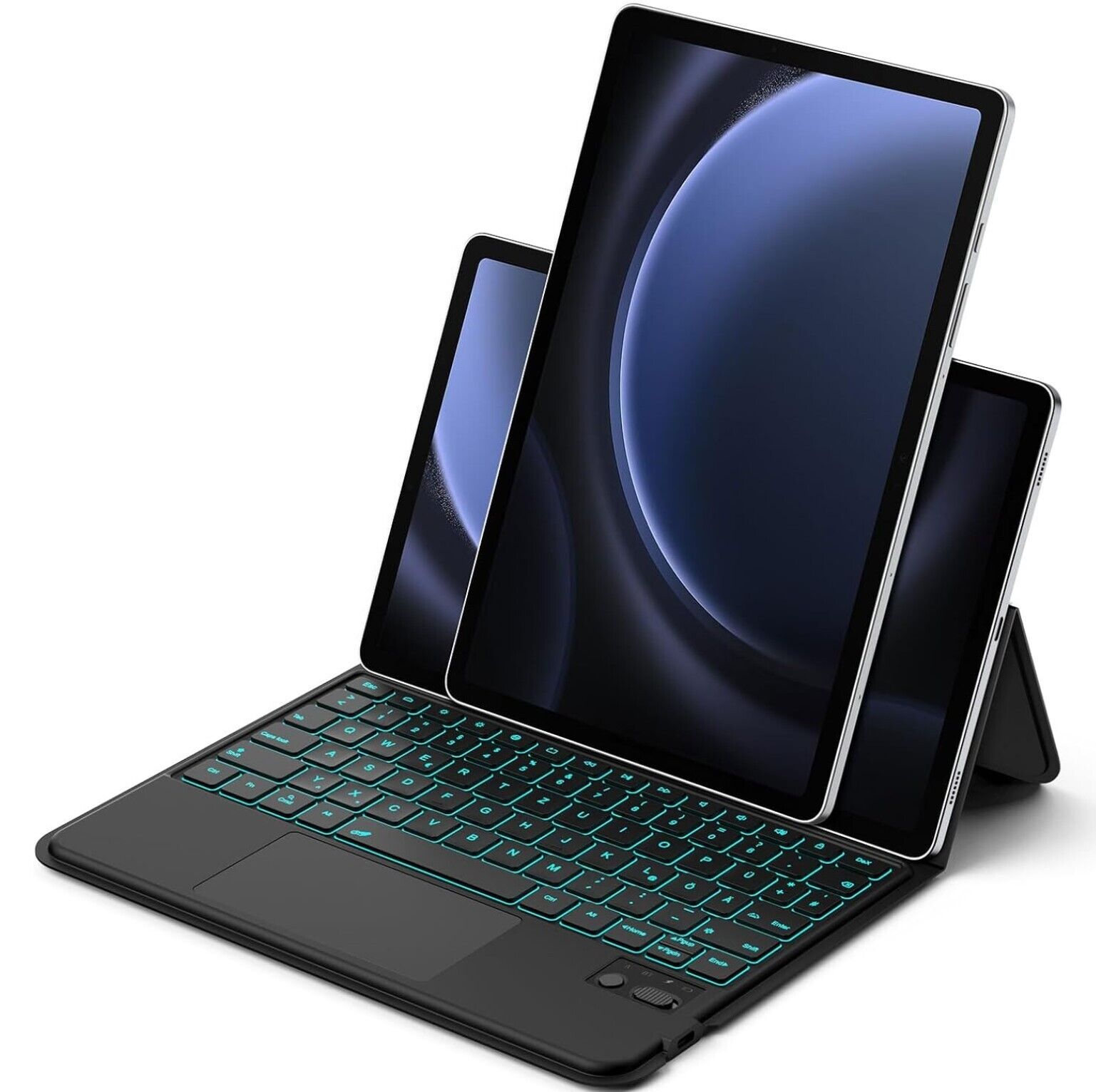 für Samsung Galaxy Tab S9 FE Tastatur Hülle, Hoch/Querformat, QWERTZ-Layout Bele