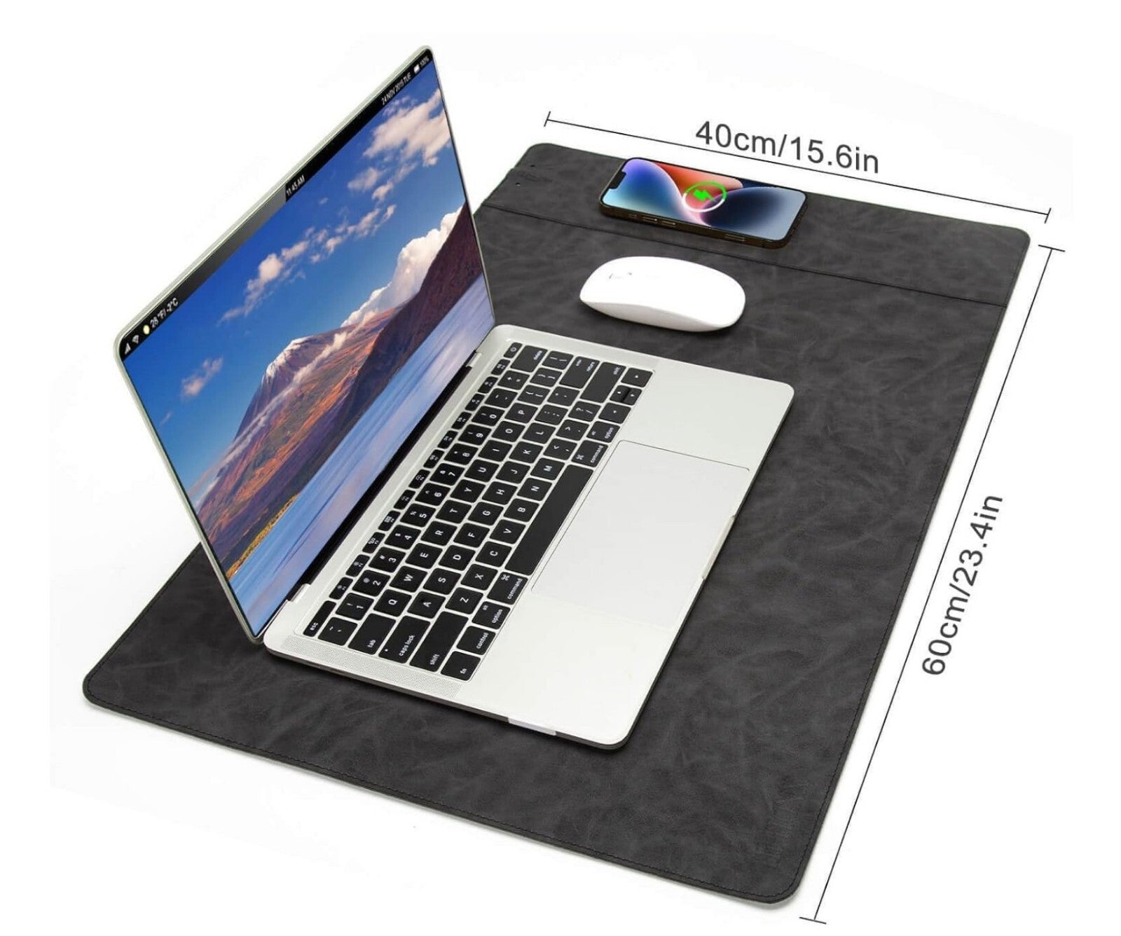 Magnetisches Wireless Lade-Mauspad 15W 60x40cm Grau