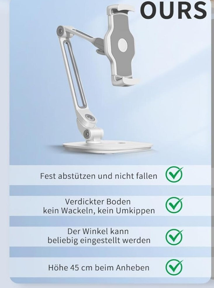 Tablet Halterung 4,7-12,9 Zoll Aluminium Verstellbar Weiß