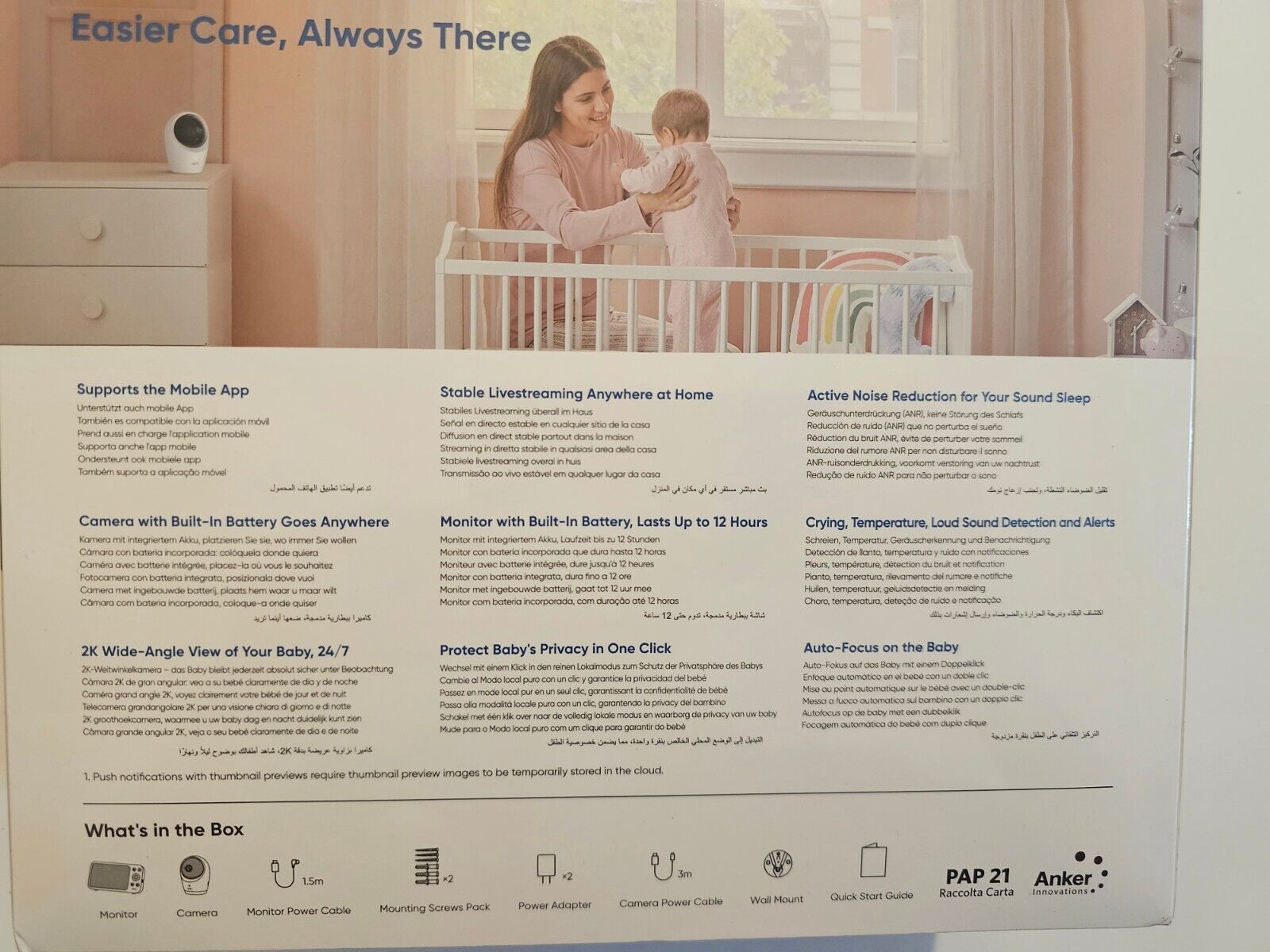 Babyphone mit Kamera E20, App- & Offline-Steuerung, 2K HD, Ultraklare Nachtsicht