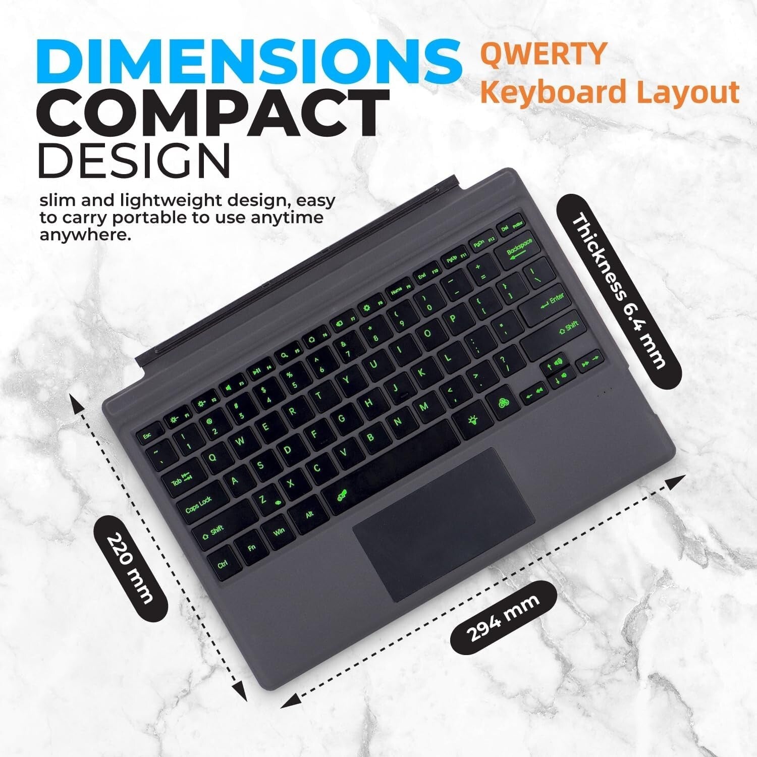 QWERTY Tastatur für Surface Pro 7+/7/6/5/4/3 Bluetooth Schwarz