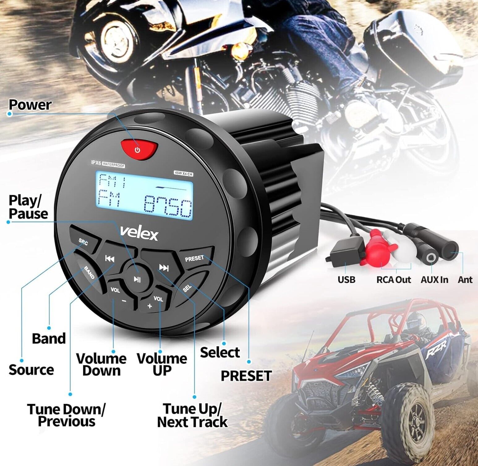 Wasserdicht Bluetooth Marine Stereo-Empfänger mit MP3 Player am DAB+/AM/FM Radio