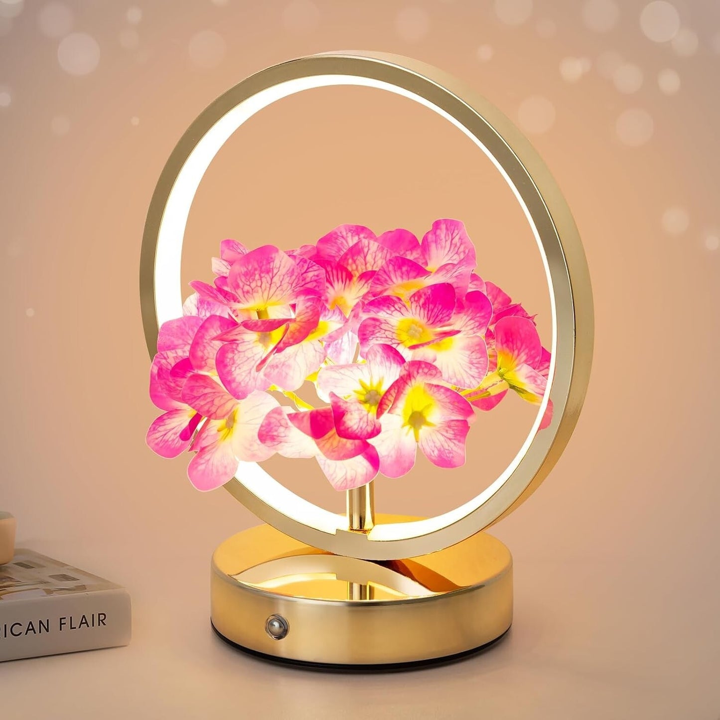 Hortensien Deko-Lampe – Kabellose Touch-Tischlampe Lila