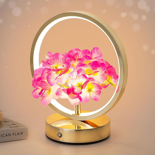 Hortensien Deko-Lampe – Kabellose Touch-Tischlampe Lila