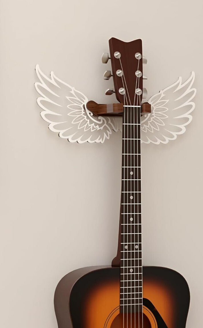 Gitarren Wandhalterung LED Engelsflügel Holz Acryl USB