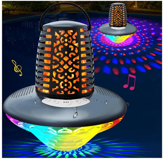 Bluetooth Lautsprecher Pool IP68 Wasserdicht Flammenlicht RGB Grau