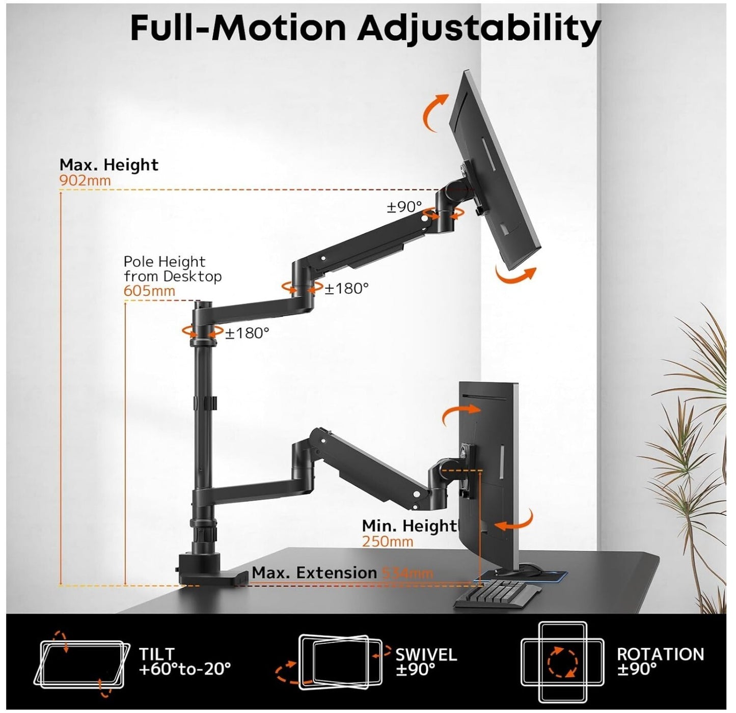 17-57" Monitor Halterung 2 Monitore 20kg VESA 75/100mm
