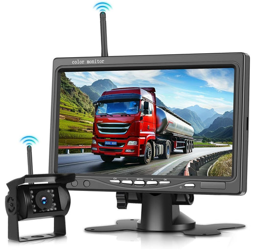 Rückfahrkamera Kabellos 7 Zoll HD Monitor Nachtsicht IP68 12V-36V