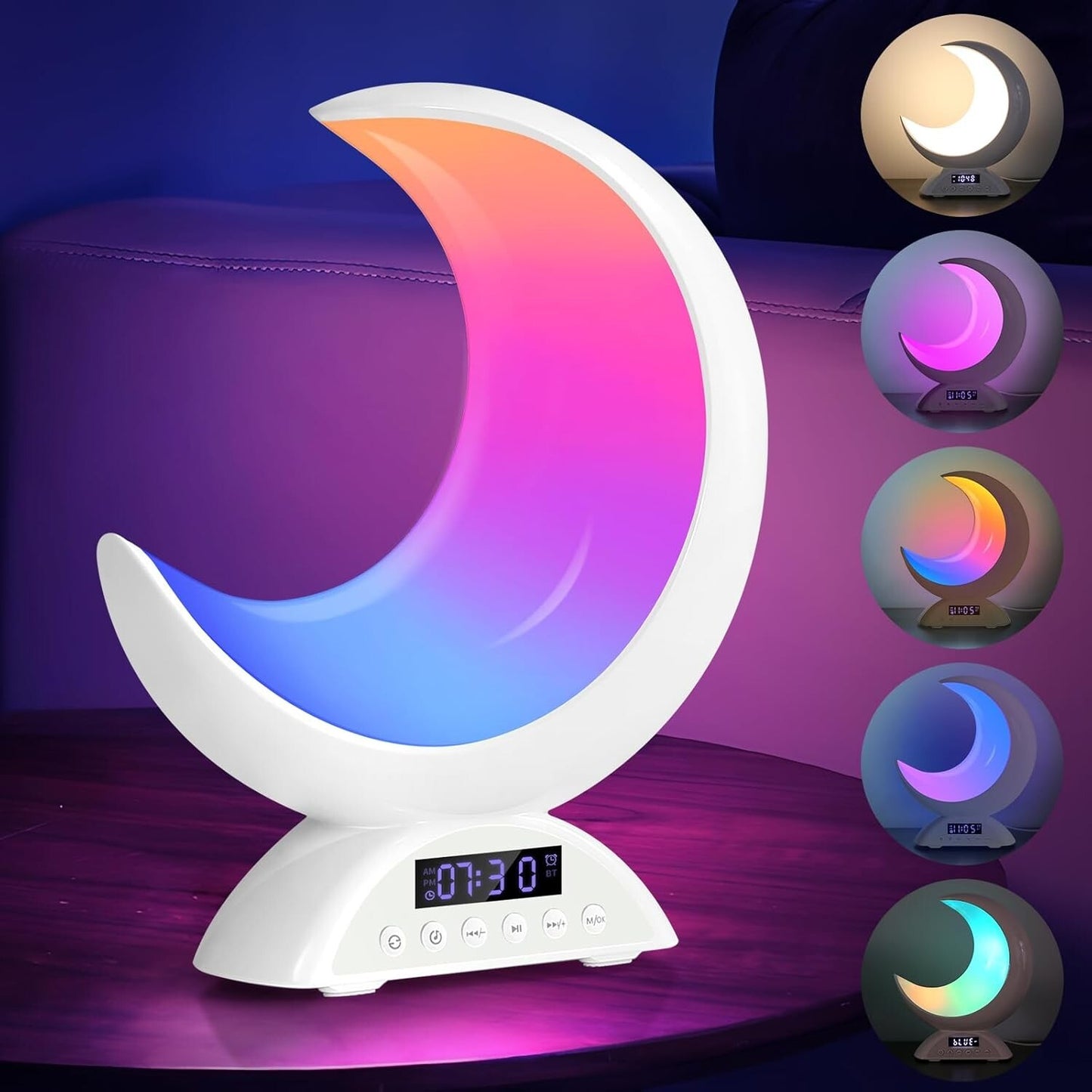 Lichtwecker Mondform 19 Lichtmodi Bluetooth Lautsprecher Touch-Steuerung