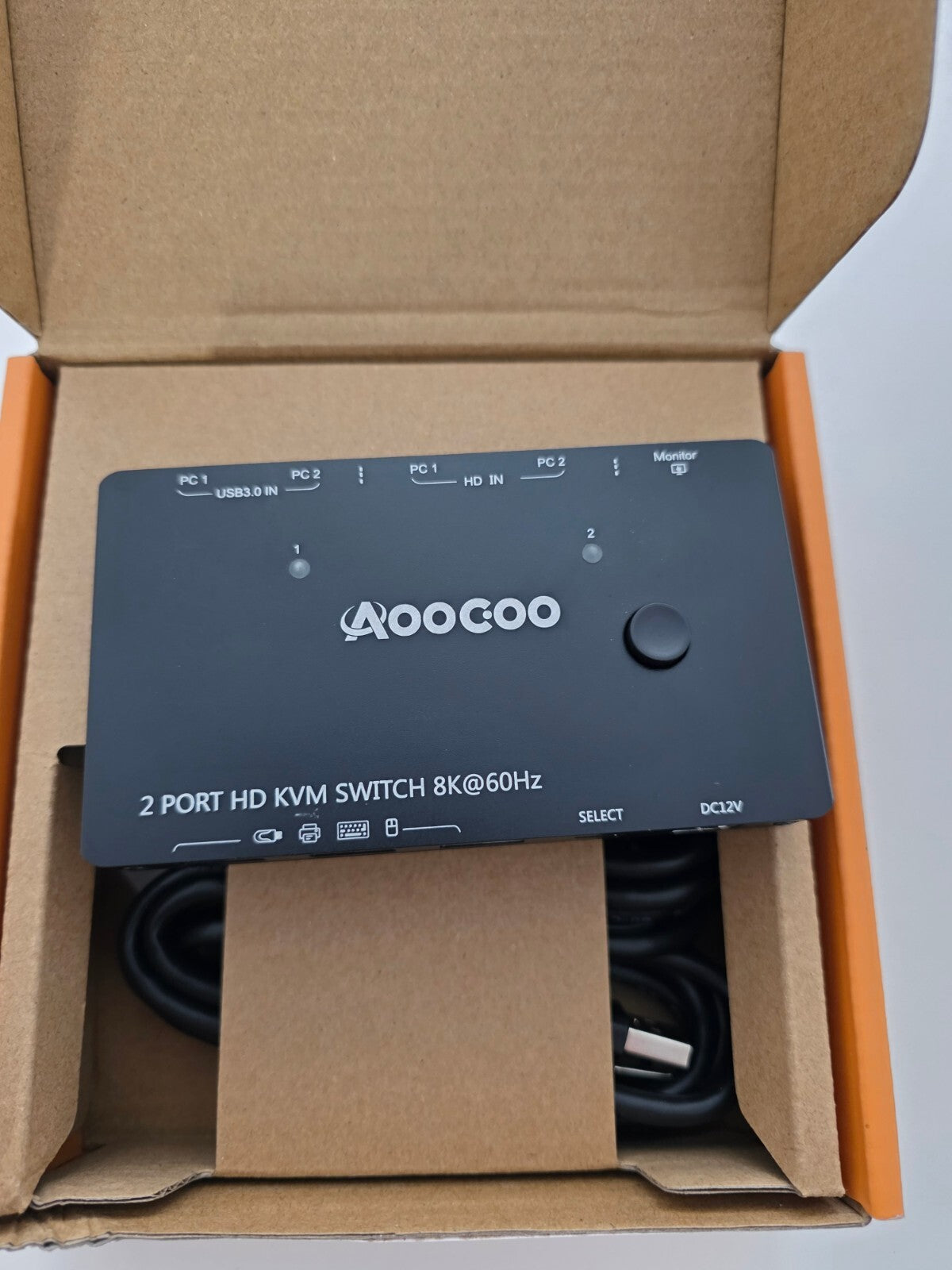 HDMI 2.1 KVM Switch 8K@60Hz USB 3.0 für 2 PC 1 Monitor mit Kabelfernbedienung