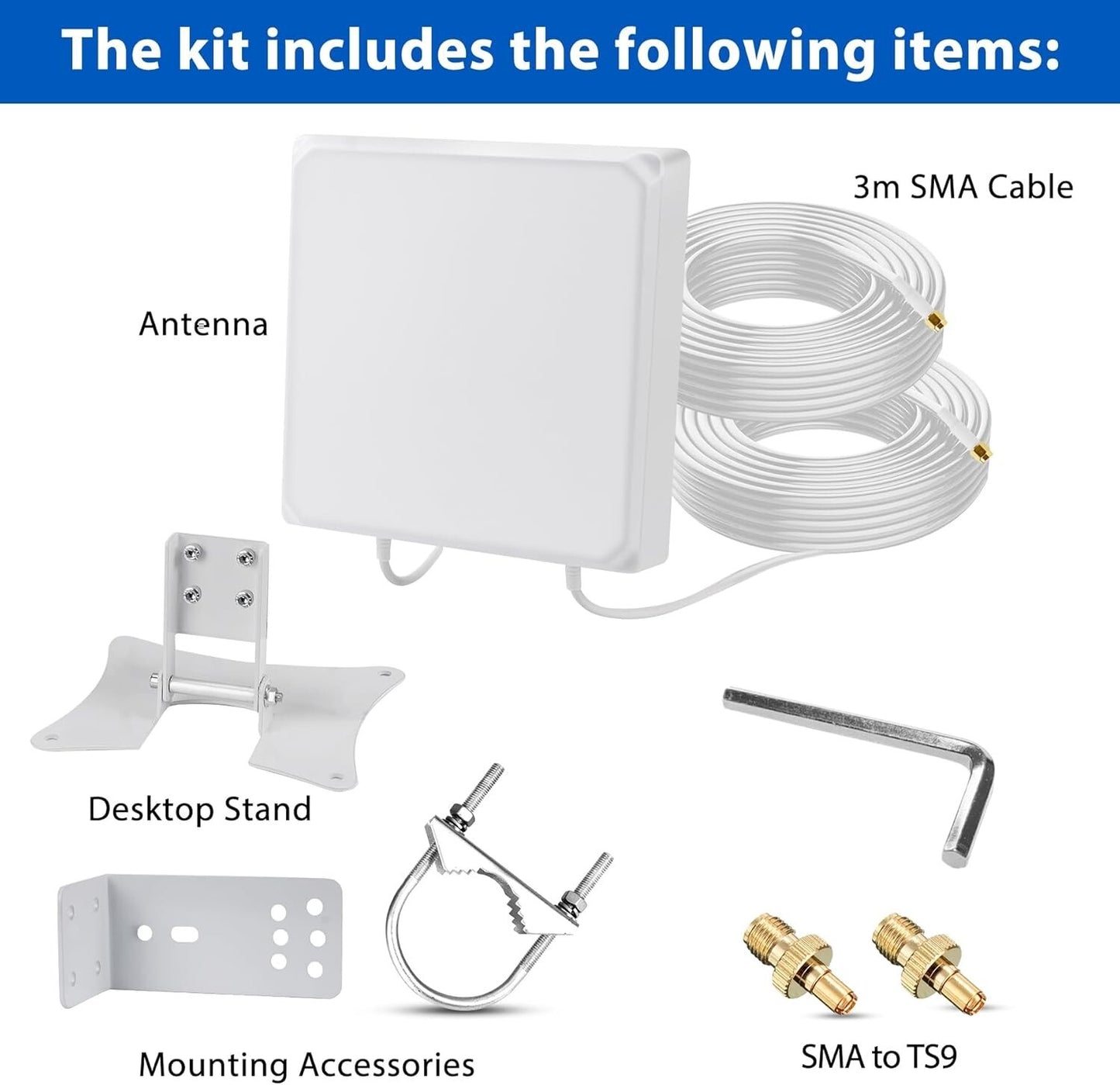 5G/4G LTE Antenne 7dBi MIMO Richtantenne 3m SMA/TS9