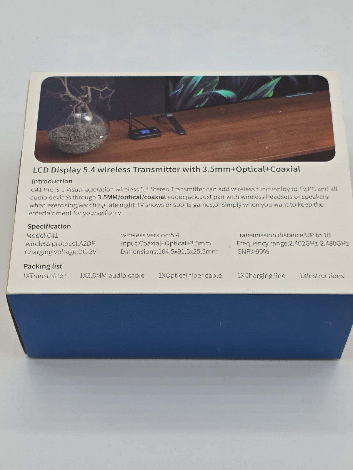 C41 Bluetooth 5.0 Audio Sender Empfänger Optisch Koaxial AUX Cinch Schwarz