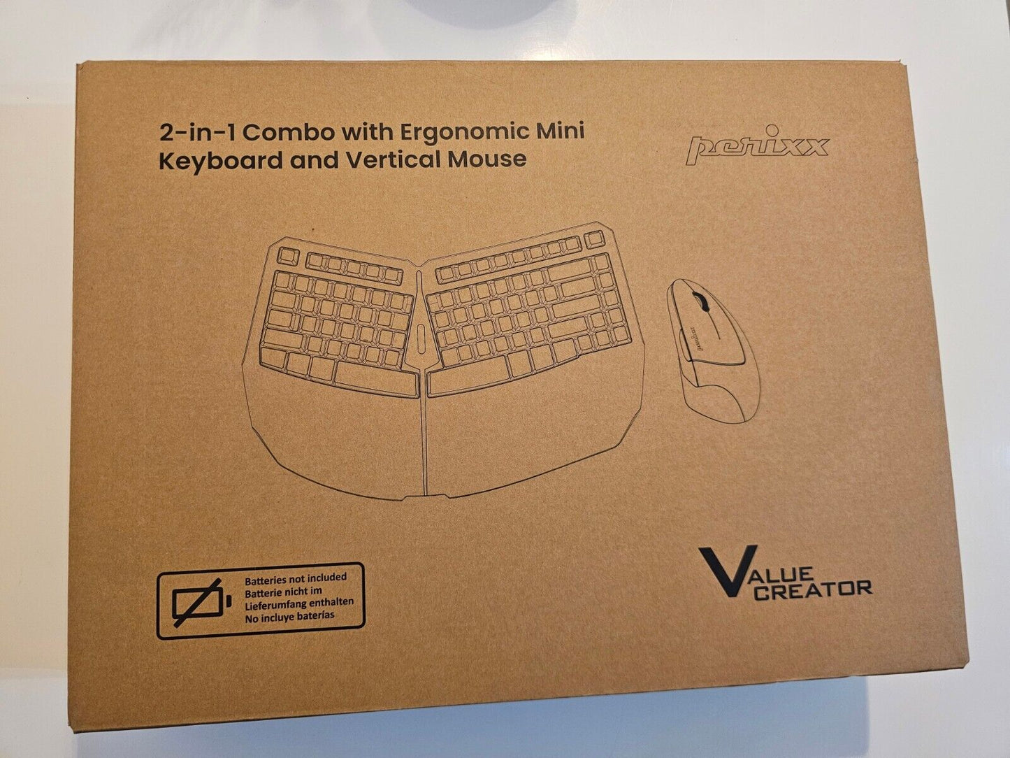 Kabelgebundene Ergonomische Kompaktastatur und Vertikale Maus mit geteiltem Layo
