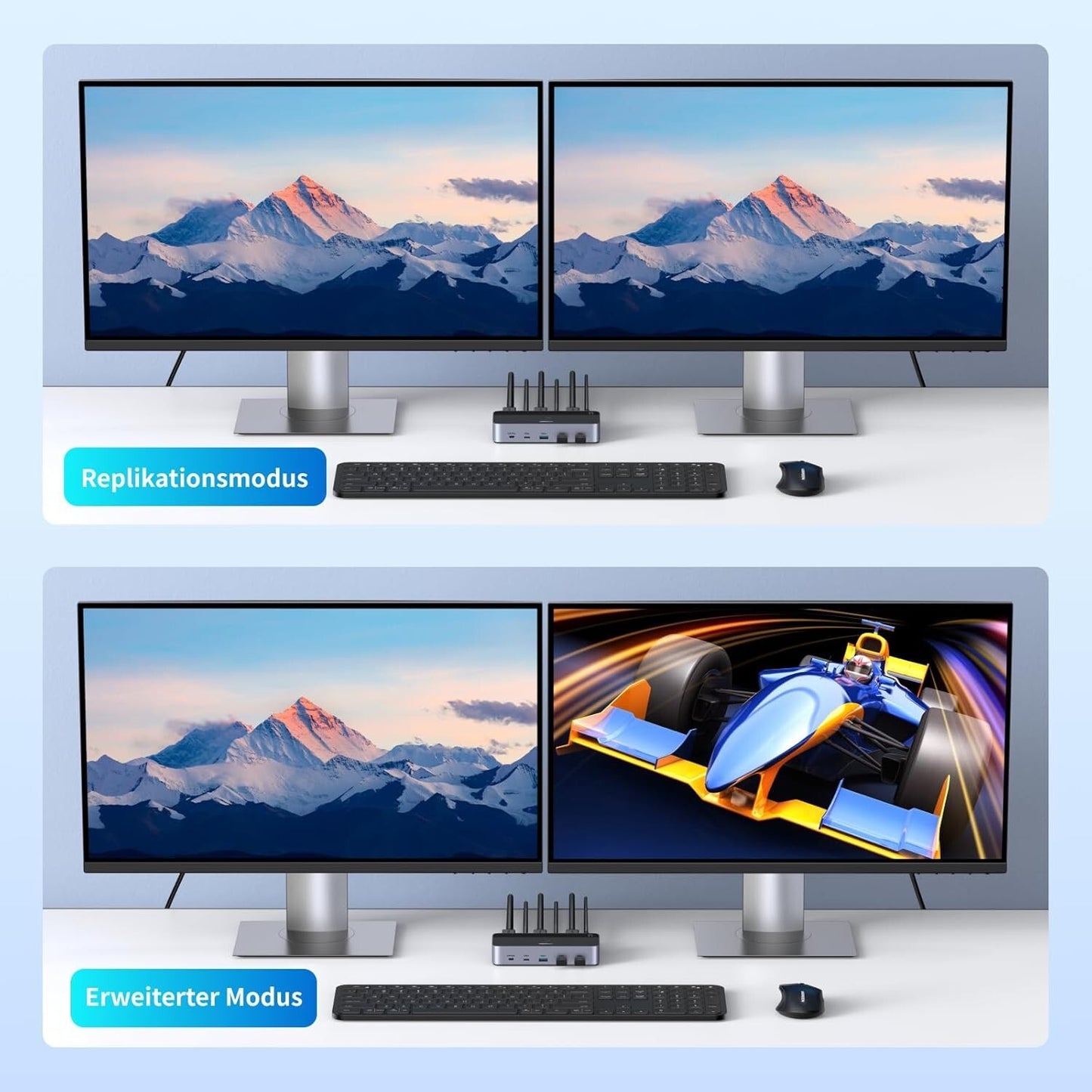 HDMI 2.0 KVM Switch 2 PC 2 Monitore 4K@60Hz 4 USB 3.0 Desktop-Controller