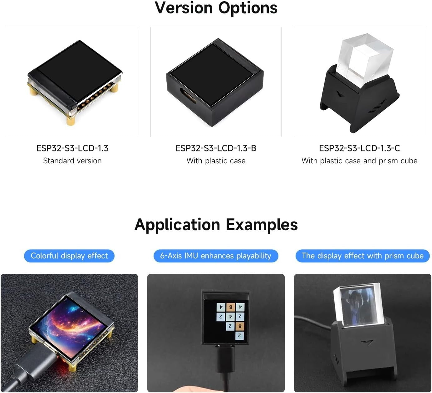ESP32-S3 1.3" Display Board 240x240 SPI IMU WiFi/BT