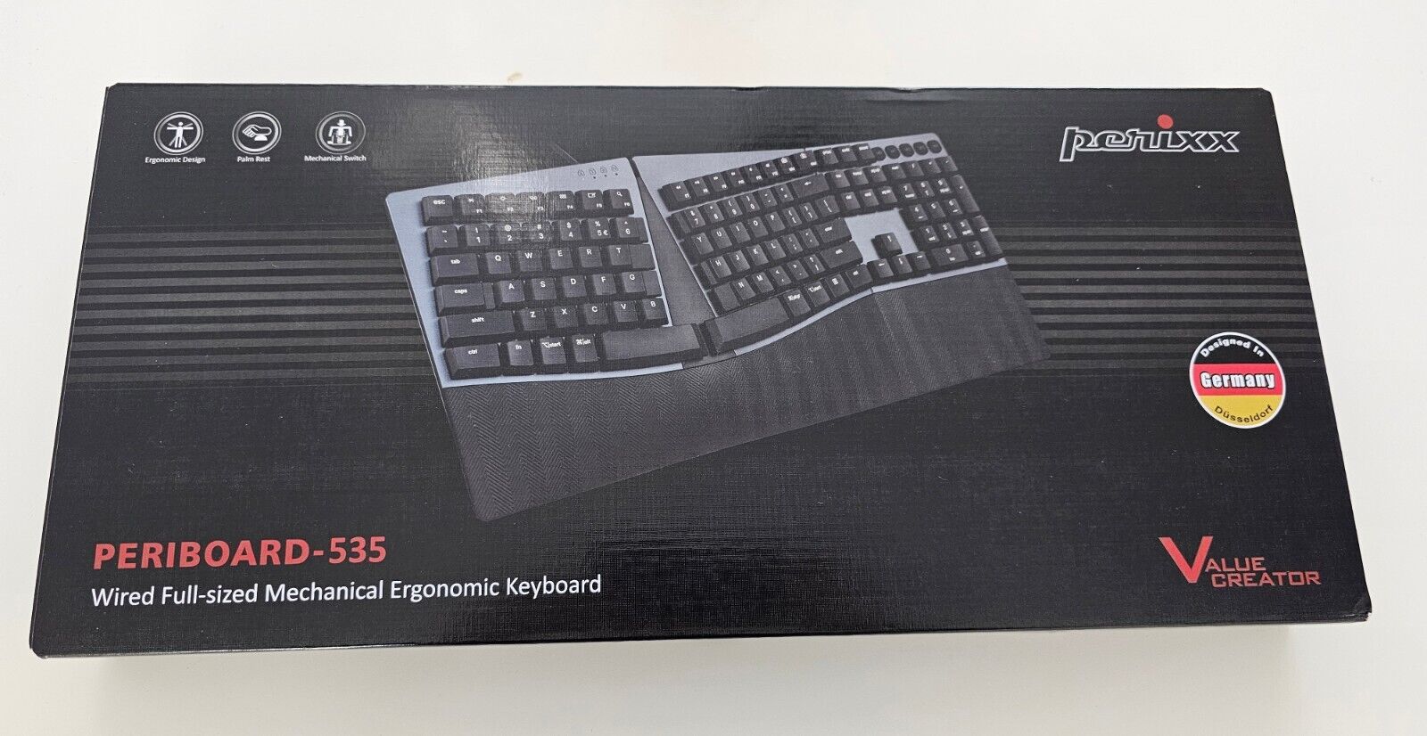 535BR Kabelgebundene ergonomische mechanische Tastatur – Flache Tasten