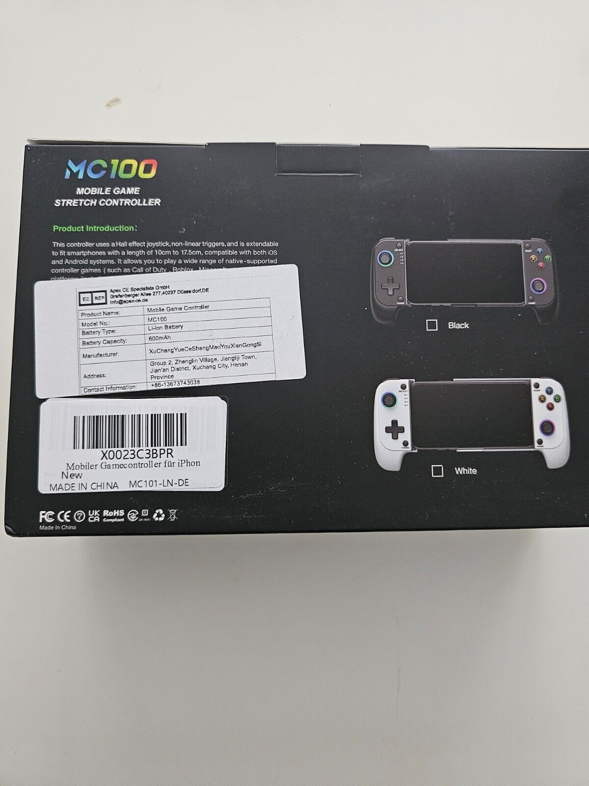 Gamecontroller für iPhone/Android mit Case Support, Hall-Effekt Joysticks Gamepa