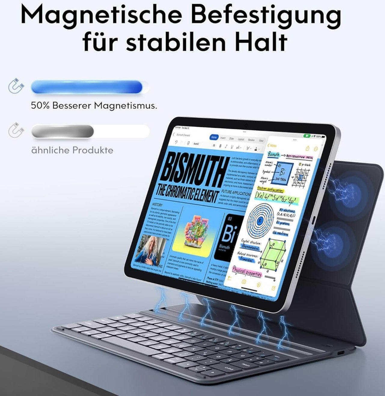 iPad 10/11 Gen 2025 Tastaturhülle QWERTZ Magnetisch Grau