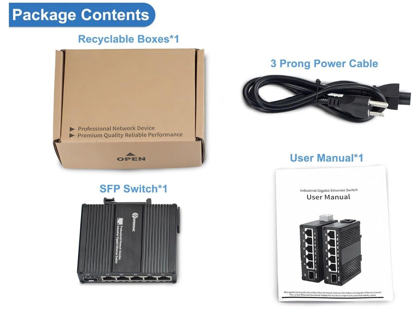 6-Port 1,25G Ethernet Switch mit SFP, Metall, Wandmontage