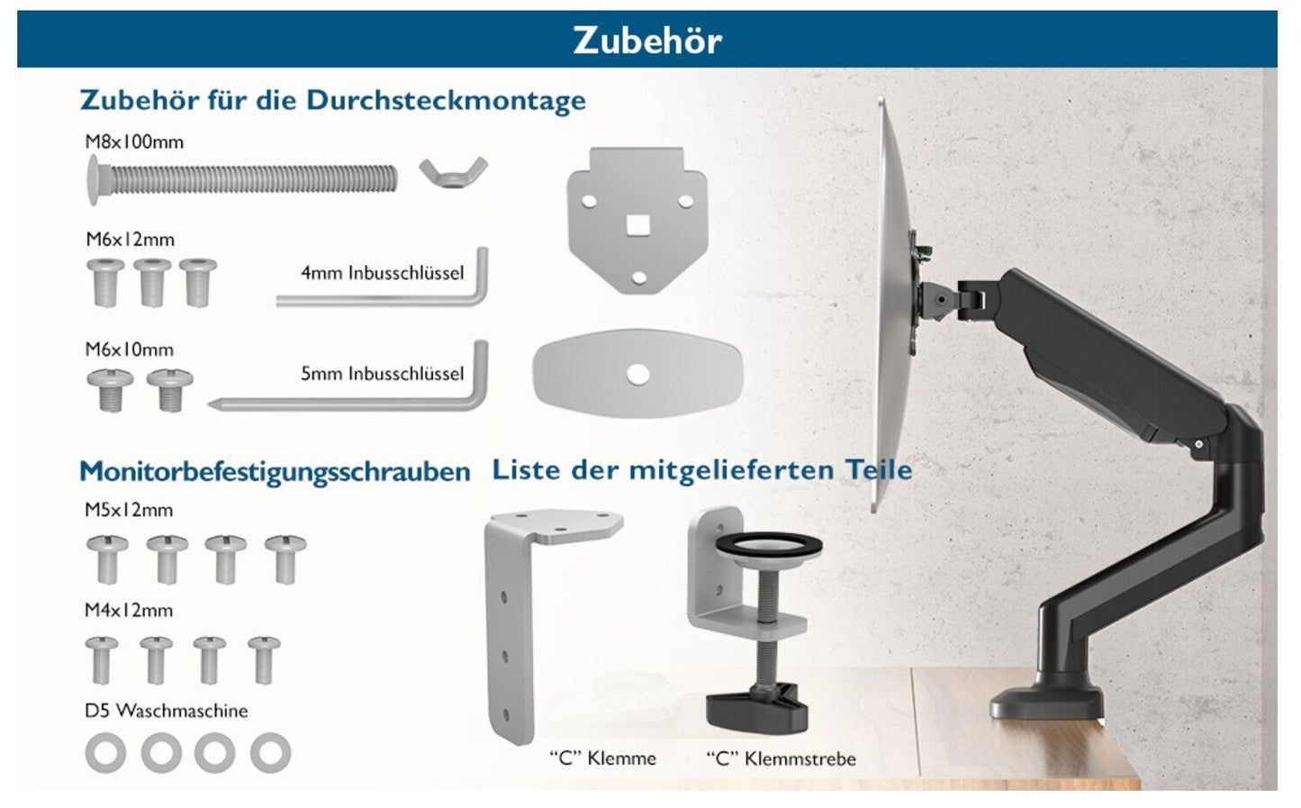 Monitor Halterung für 13- bis 27-Zoll-LED-LCD-Bildschirme, Verstellbarer Monitor