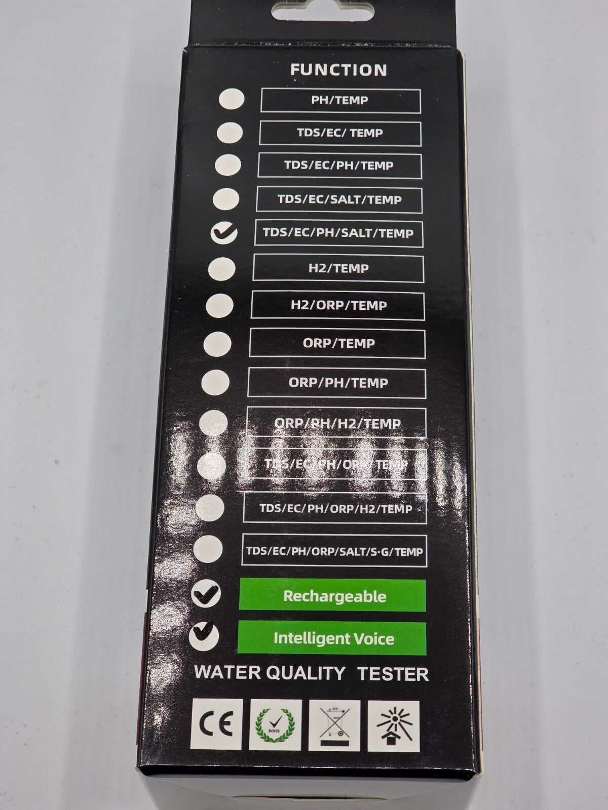 5-in-1 pH TDS EC Salzgehalt Temperatur Wassertester mit Stimme