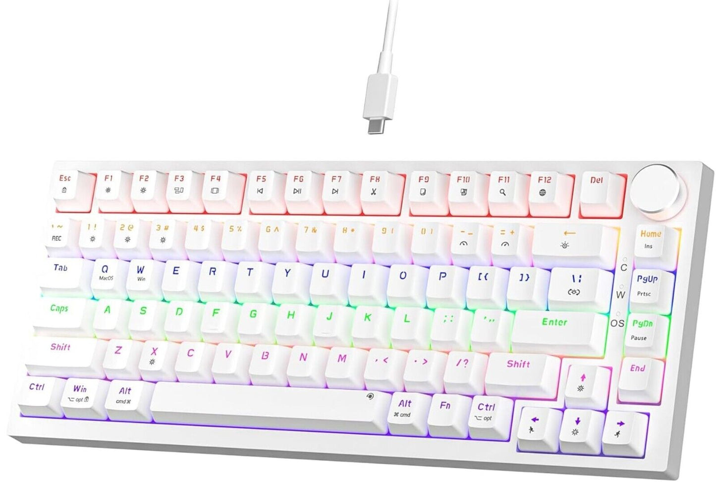 GM326 Mechanische QWERTY Tastatur,Gaming Tastatur mit Kabel,75% TKL Hot Swap