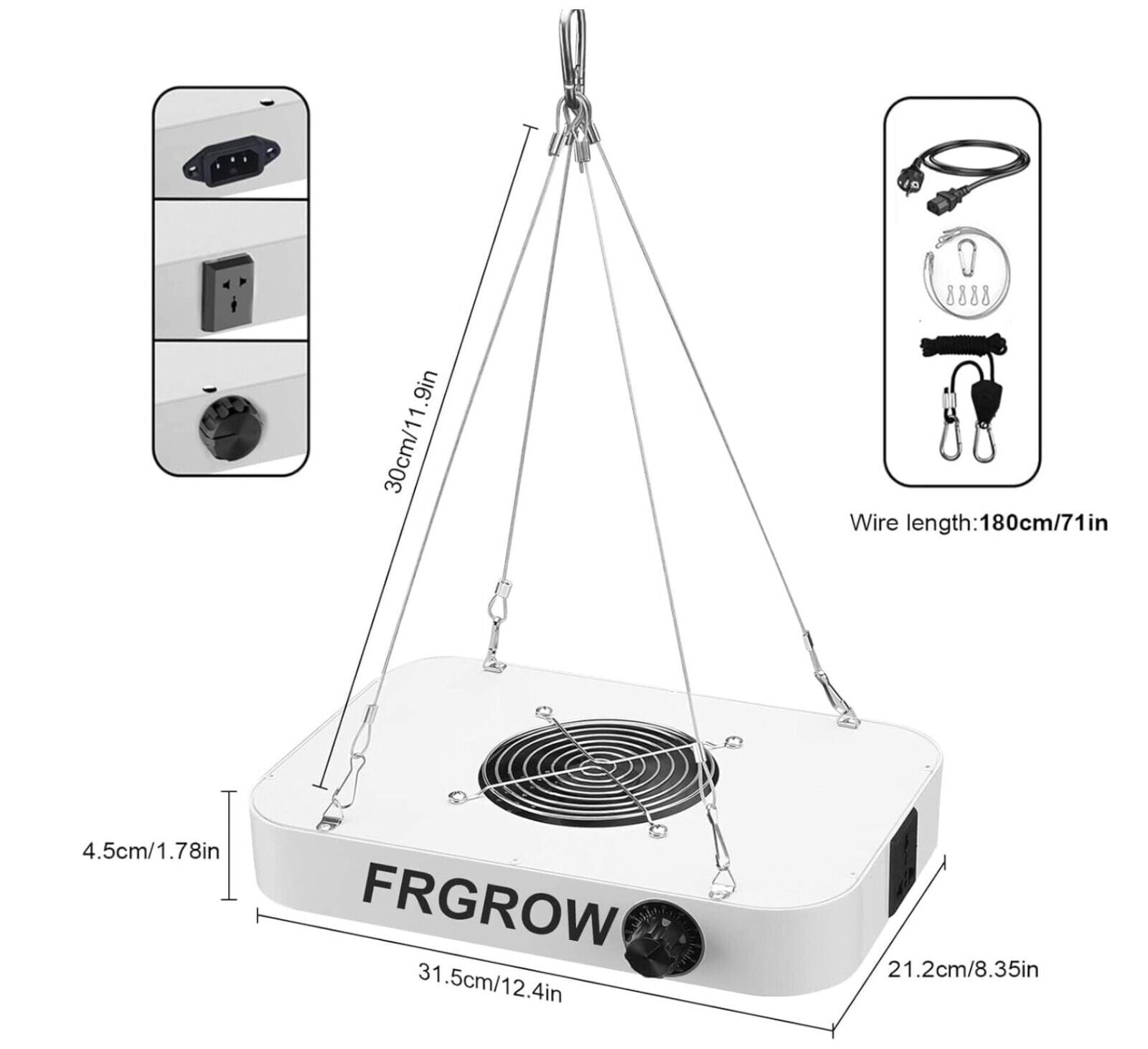 LED Grow Light, 31x21CM 65Watt LED Vollspektrum Grow Lampe Dimmbarer