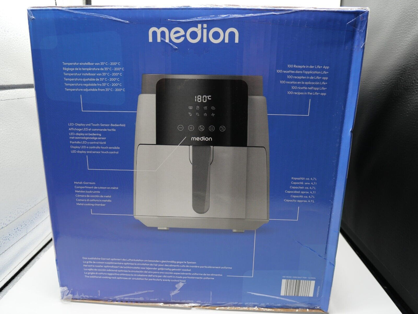 MEDION P40 L Heißluftfritteuse 4,7 Liter, 1500 Watt Timer weiß