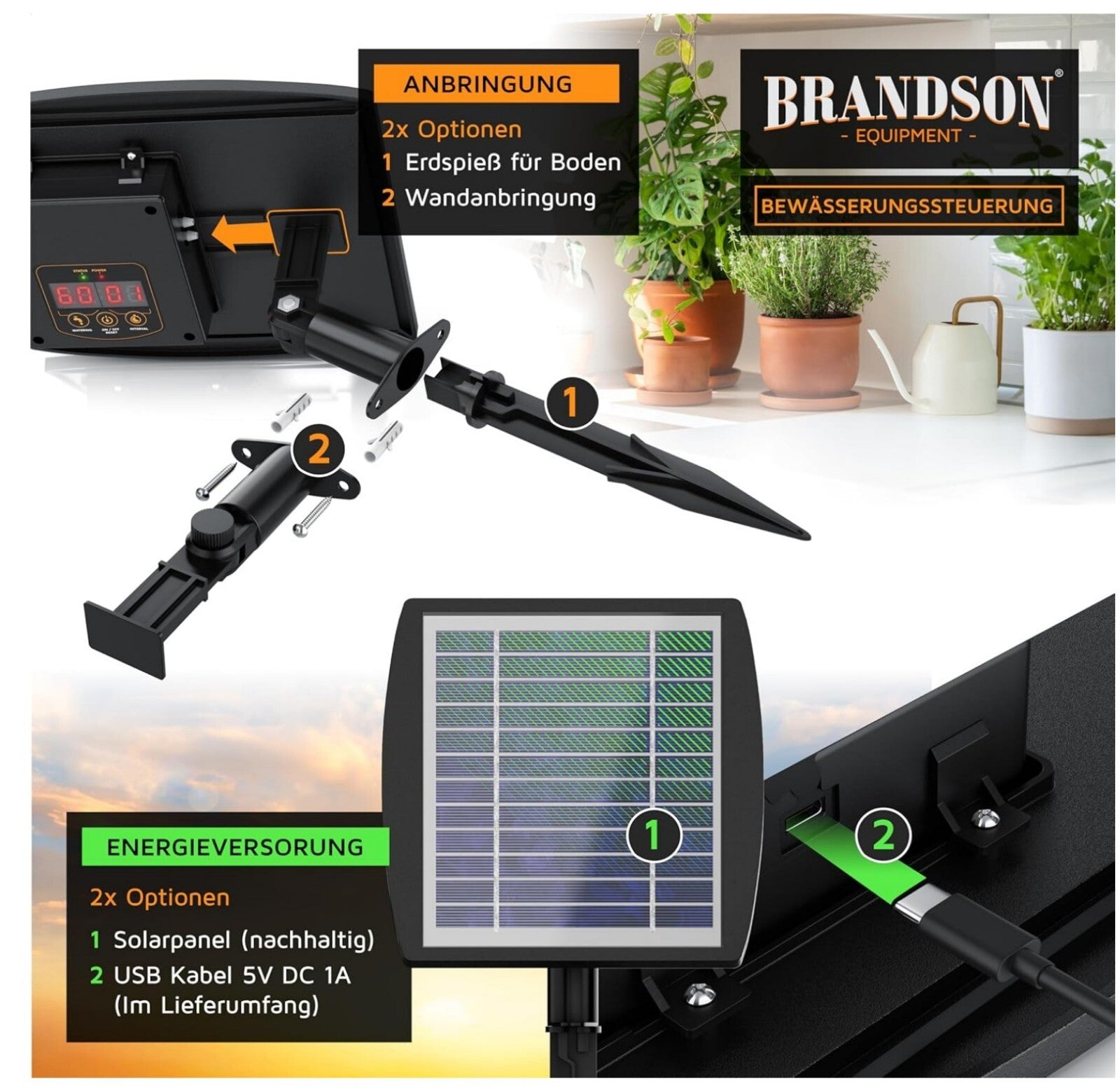 Solar Bewässerungssystem 35 Teile 15 Pflanzen Timer Tropfbewässerung