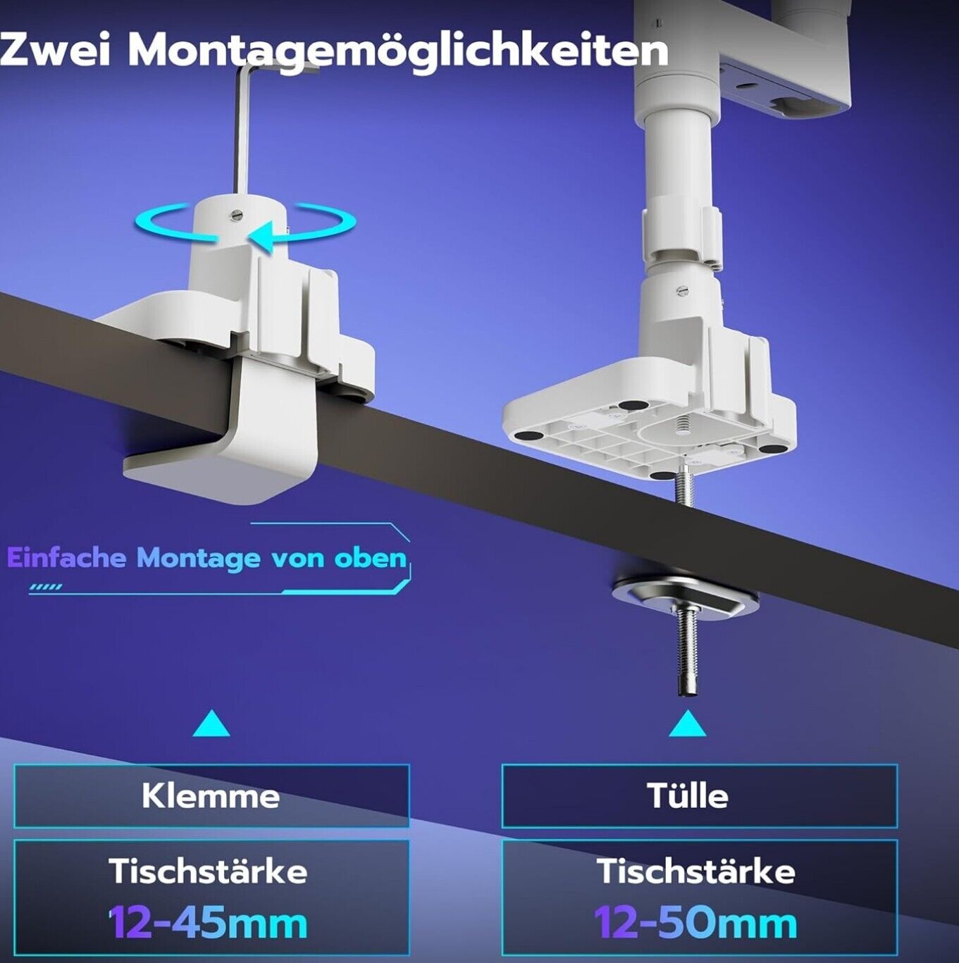 Dual-Monitorarm-Tischständer Hochleistungs-Ultrawide-Monitore bis 49 Zoll weiß