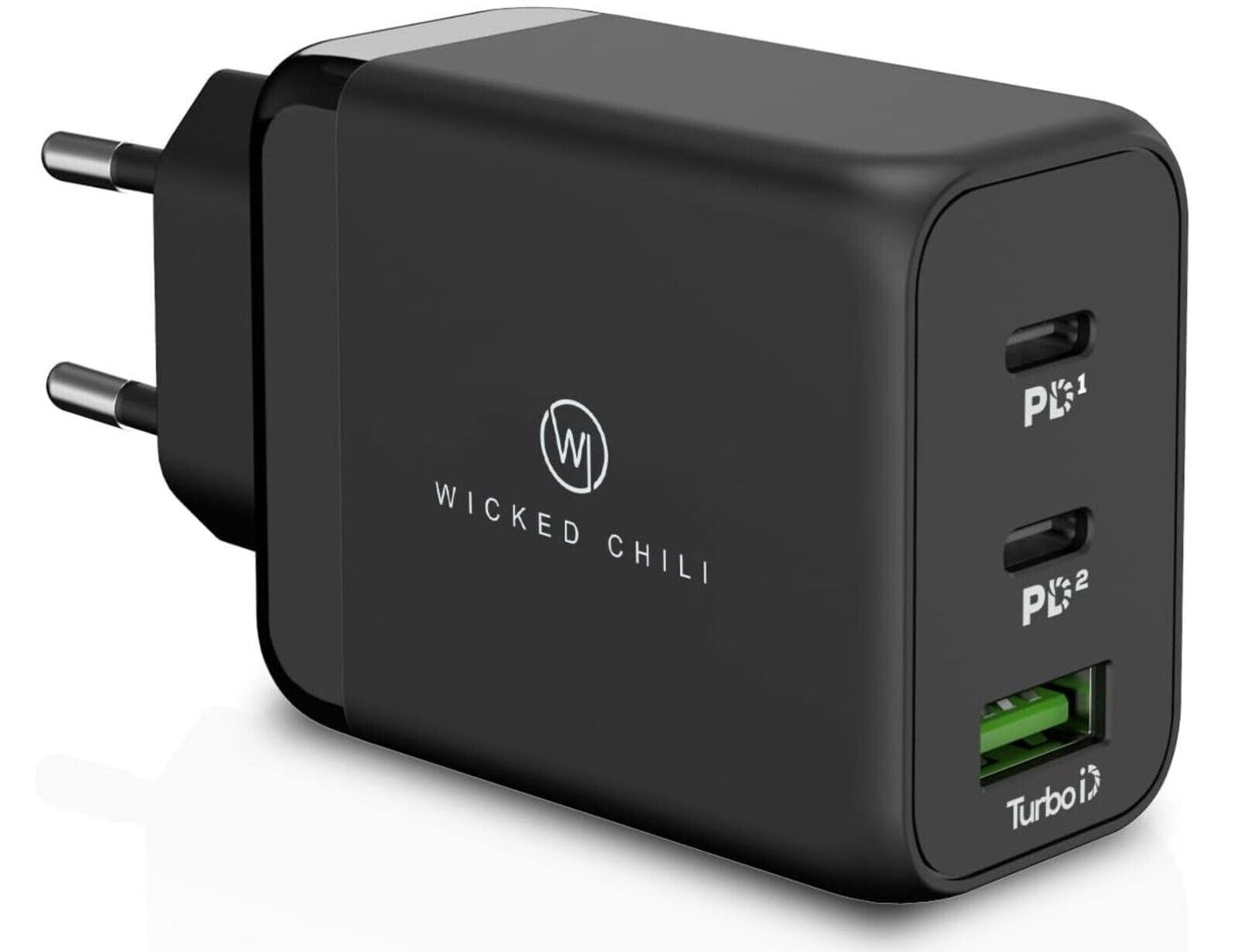 65W USB-C GaN Ladegerät, 3fach Netzteil mit Dual USB-C und USB-A, kompatibel mit