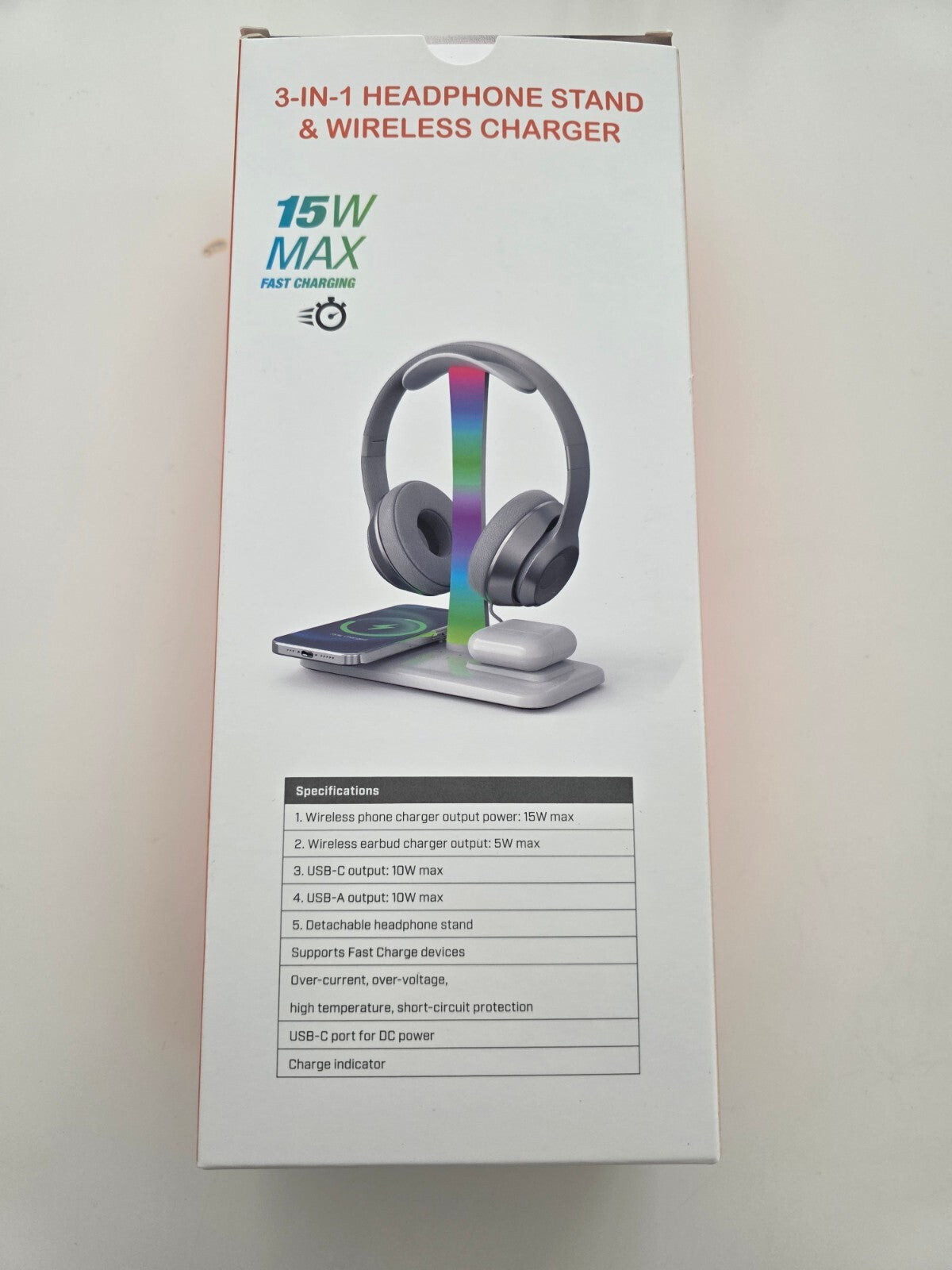 Kopfhörerständer mit Wireless Charger, RGB-Licht, AirPods Max & iPhone/Samsung k
