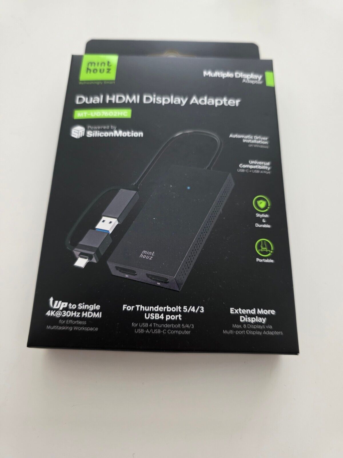USB 3.0/USB C Dual HDMI Adapter 4K@30Hz + 1080p@60Hz