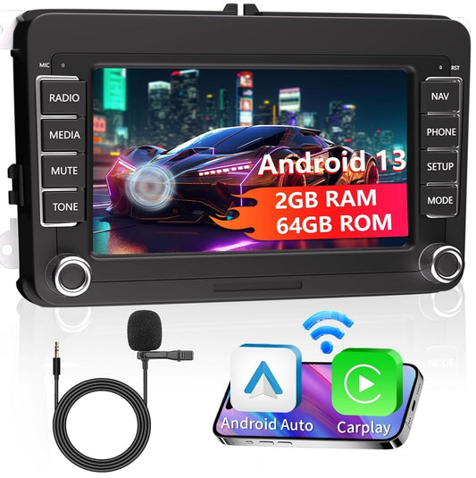 Android 13 Autoradio VW Golf 5/6 Passat CarPlay 7" 2GB/64GB BT