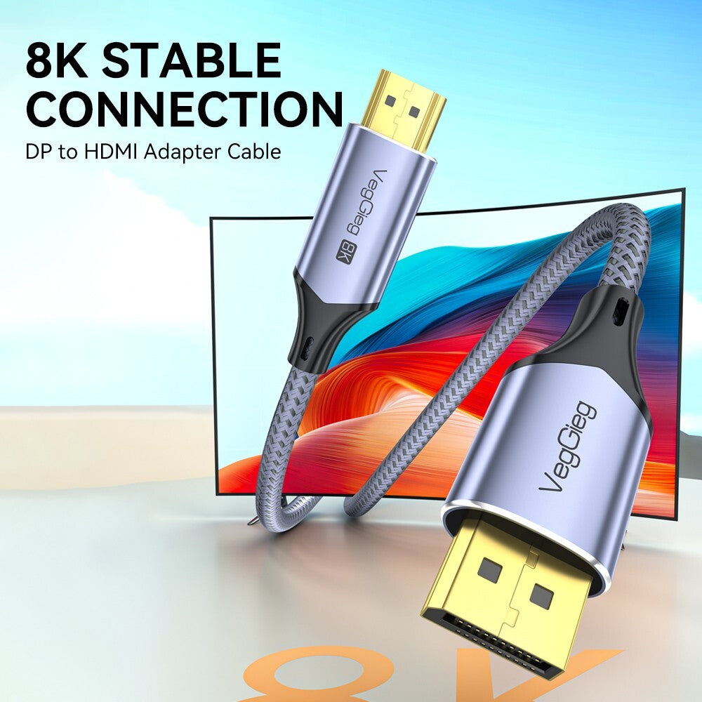8K DisplayPort 1.4 zu HDMI 2.1 Kabel 2 Meter Aluminium HDTV für Laptop TV Kamera