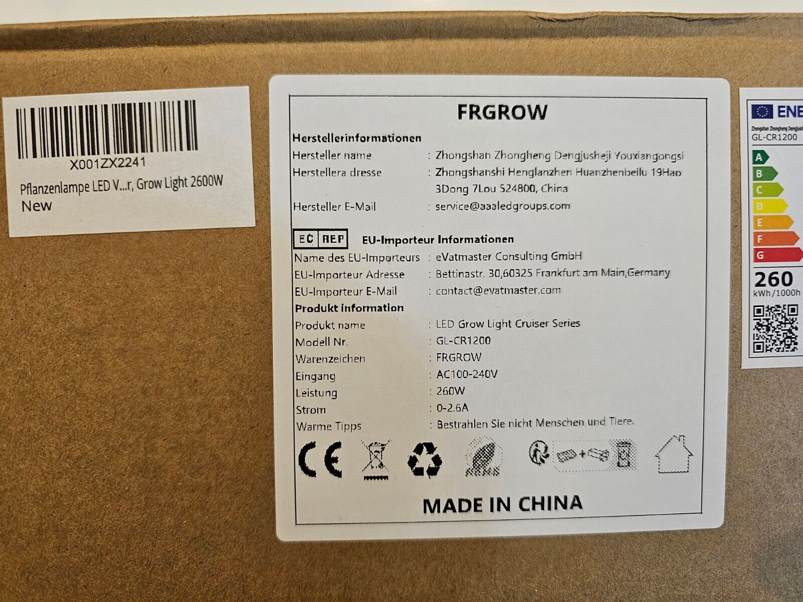 LED Grow Lampe 260 Watt 30L x 4,5B x 40H cm 260 Watt Vollspektrum Wachstumslampe