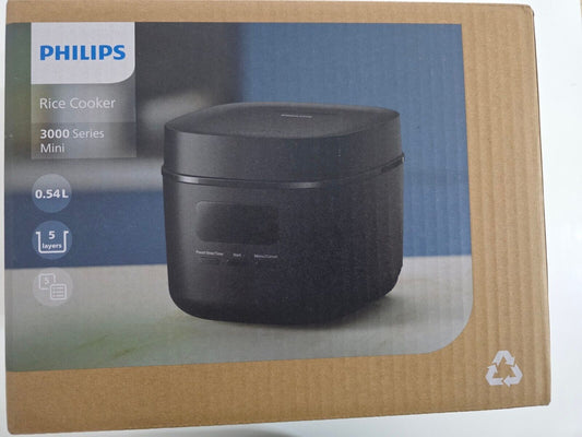 Philips Mini-Reiskocher 3000-Serie, 0,54L, 5 Funktionen, Schwarz