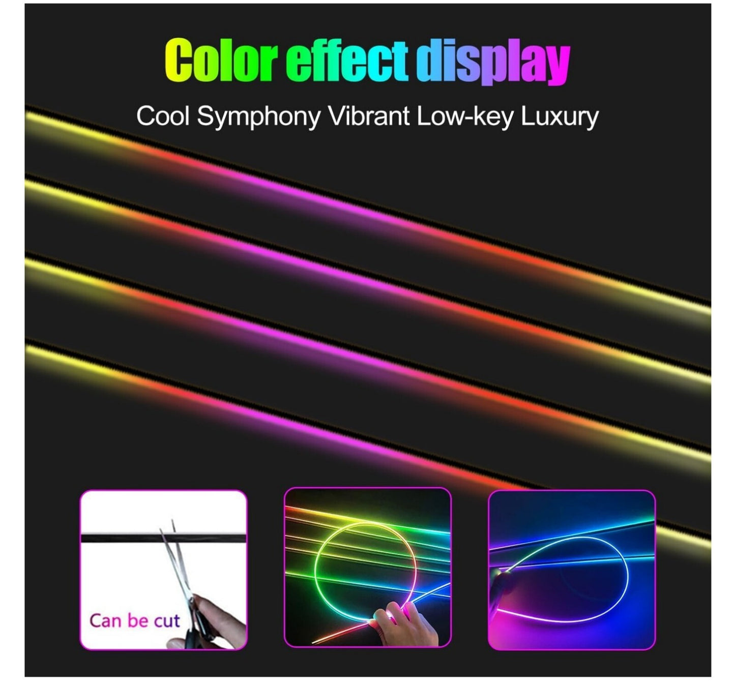 18-in-1 Auto LED Innenbeleuchtung 128 RGB Acrylstreifen APP Musiksync