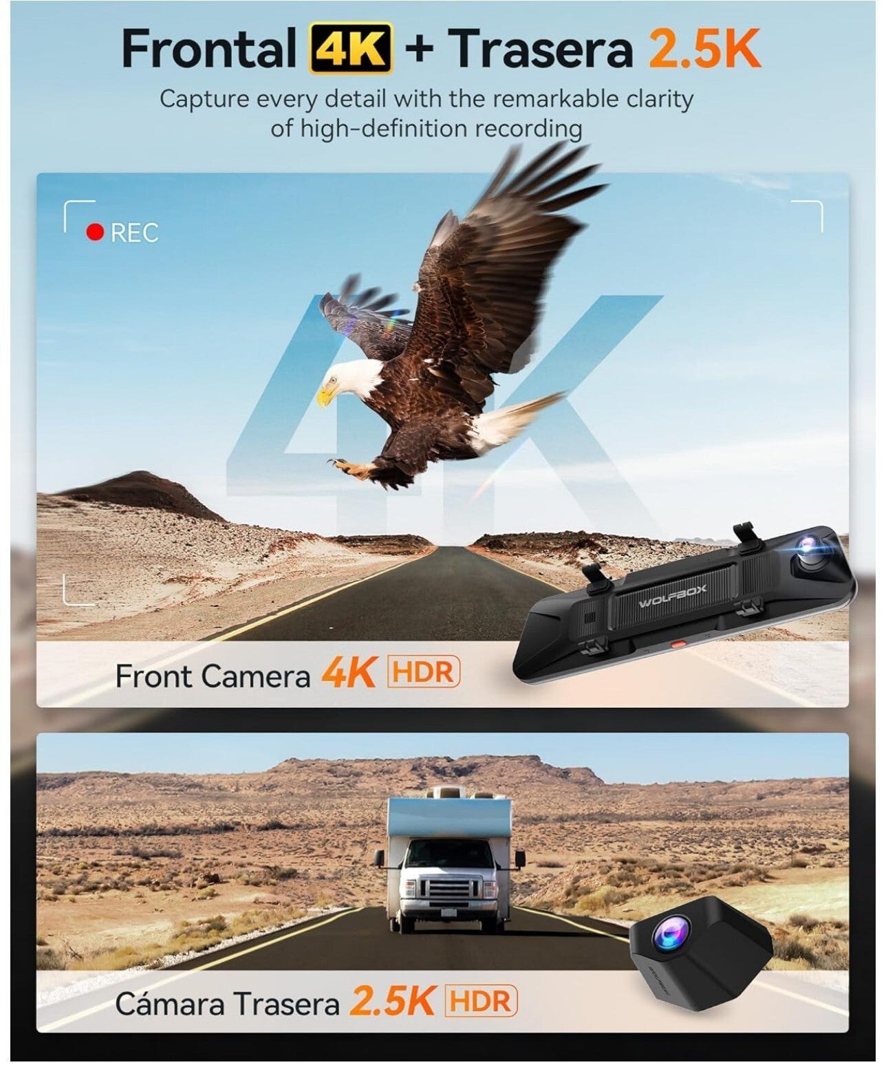 G900 PRO 4K Spiegel Dashcam 2.5K Rückkamera 128GB WiFi GPS